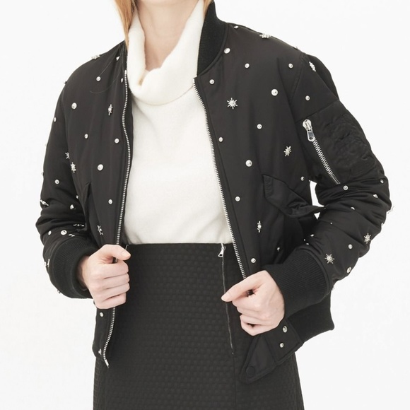 Sandro Silencio Stud Bomber Jacket Kendall Jenner - Picture 1 of 3